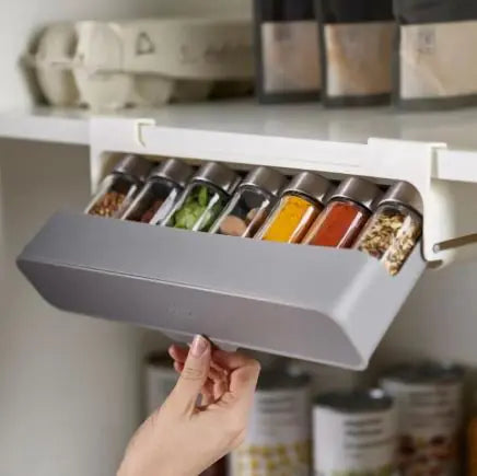 Multi-Compartment Hanging Kitchen Spice Rack | Seasoning Bottle Organizer with Optional Bottles